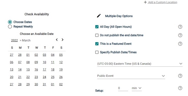 Selecting Date and Time for an all day event